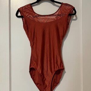 So Danća Burnt Orange Cap Sleeve Leotard